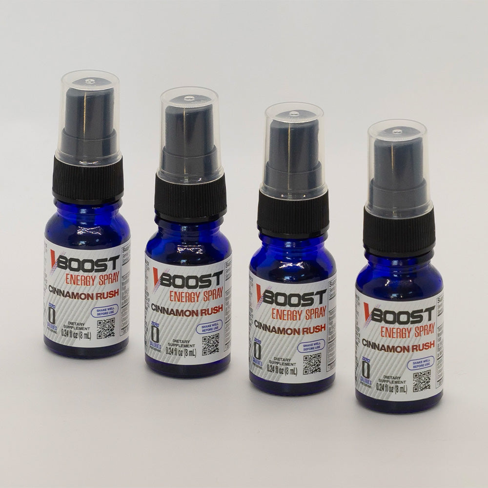 4 Pack — Vboost Energy Spray — 28 servings at 0.89¢ per serving.